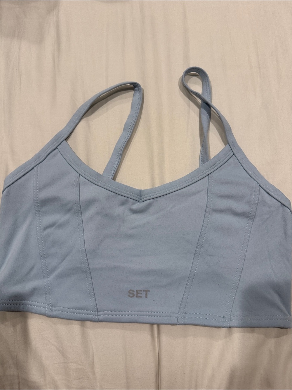 SET Active x Aimee Song LUXFORM Pale Blue Seamless Light Support Bralette